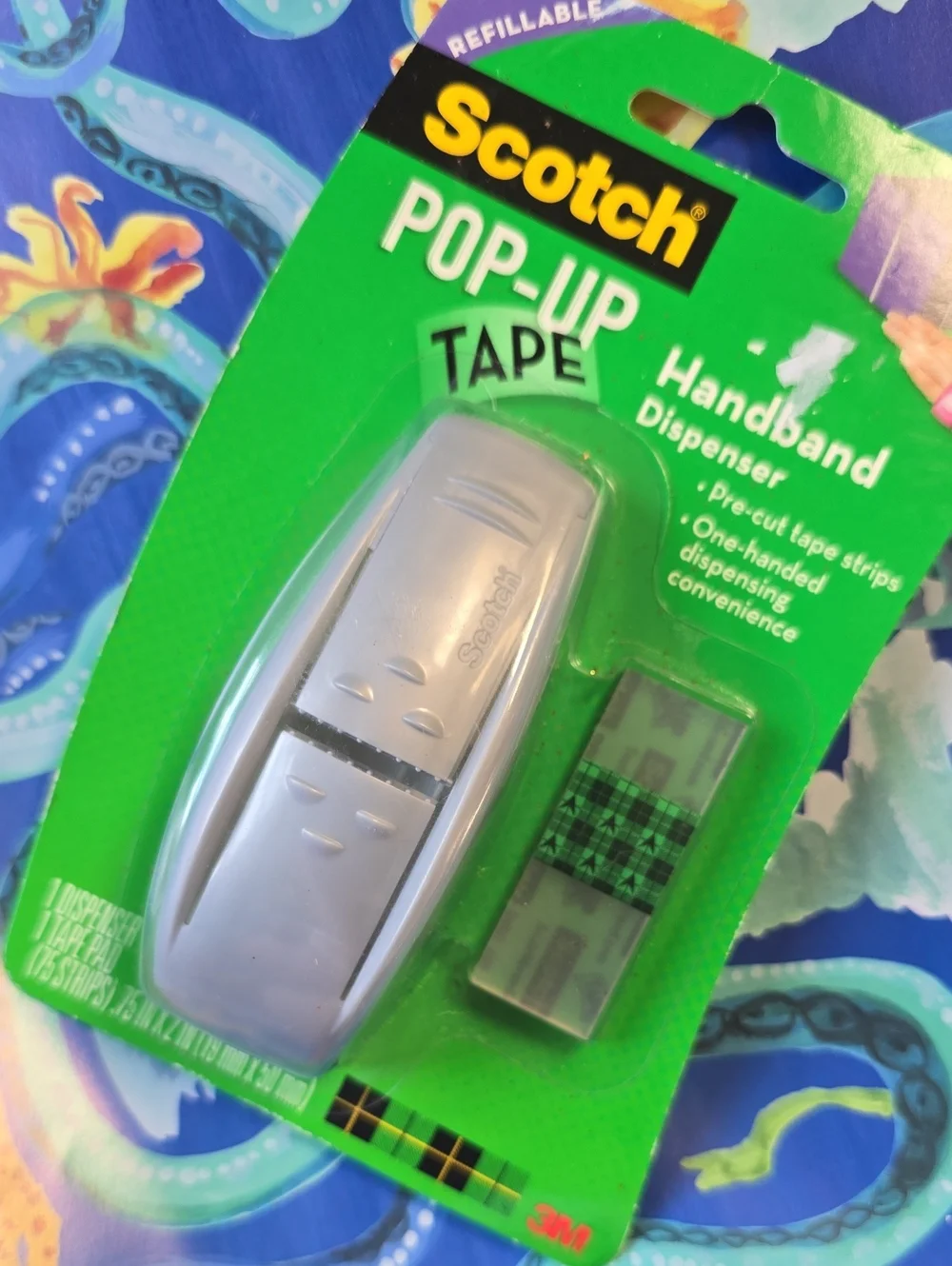 3M Scotch GRAY Pop-Up Tape Handband Dispenser 1 Tape Pad 75 Strips Wrapping EASY